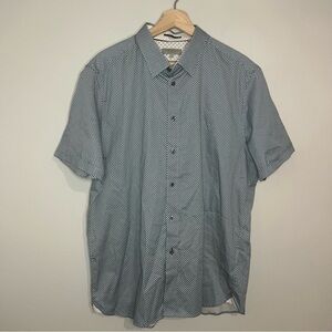 Ted Baker Blue Diamond Pattern Short Sleeve Button Up 2XL